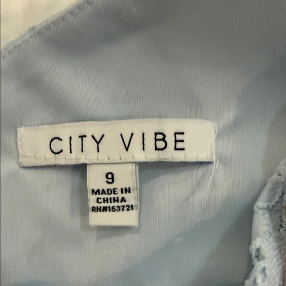 Light Blue Floral Lace Short Dress - Picture 3 of 4